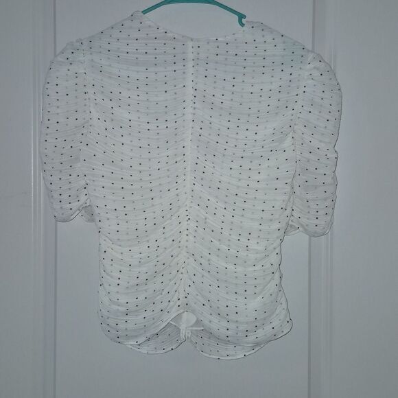 FRAME gathered button front top in off white Size M - Picture 4 of 9
